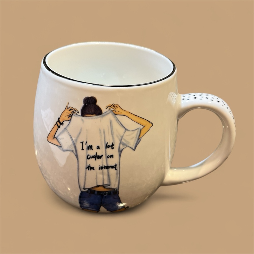 Rongrong Devoe White Coffee Mug with Fun Graphic